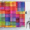 Colored Geometric Ombre Shower Curtains For Bathroom, Gradient Color Design Art Waterproof Fabric Bath Curtains,Teal/Blue/Orange