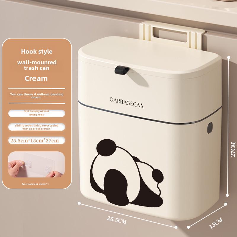 

Мусорное ведро для ванной комнаты Panda с настенным креплением и откидной крышкой - большого размера