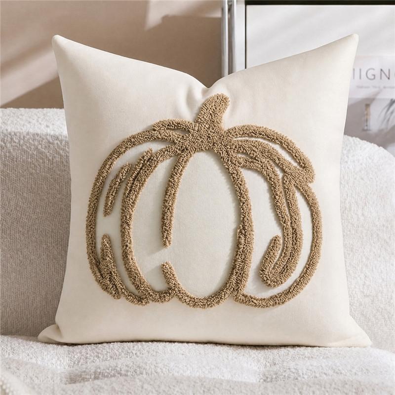 Fall Towel Embroidered Pumpkin Throw Pillowcase Cojines Thanksgiving Sofa Decorative Cushion Cover Halloween Square Pillow Cover