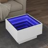Coffee Table with LED, White, 50x50x30cm, Wood-based Material