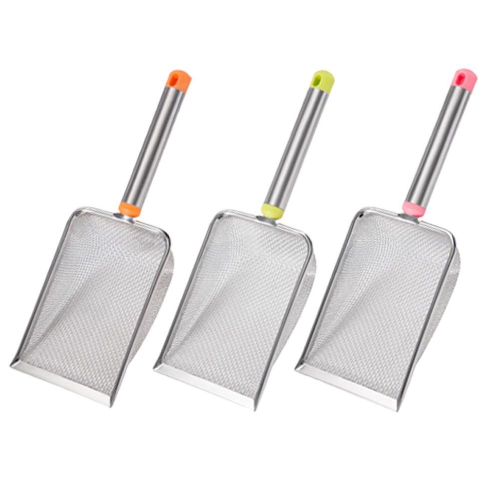 Convenient Stainless Steel Cat Litter Scoop Hanging Hole Leak Fast Cat Litter Sifter Long Handle Pet Cleanning Tool Hamsters
