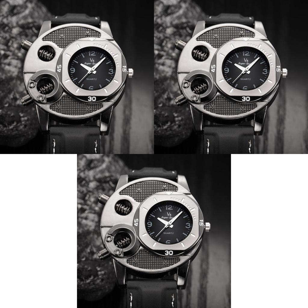Hochwertige wasserdichte Herren-Militär-Lederuhr mit strapazierfähigem Edelstahlarmband