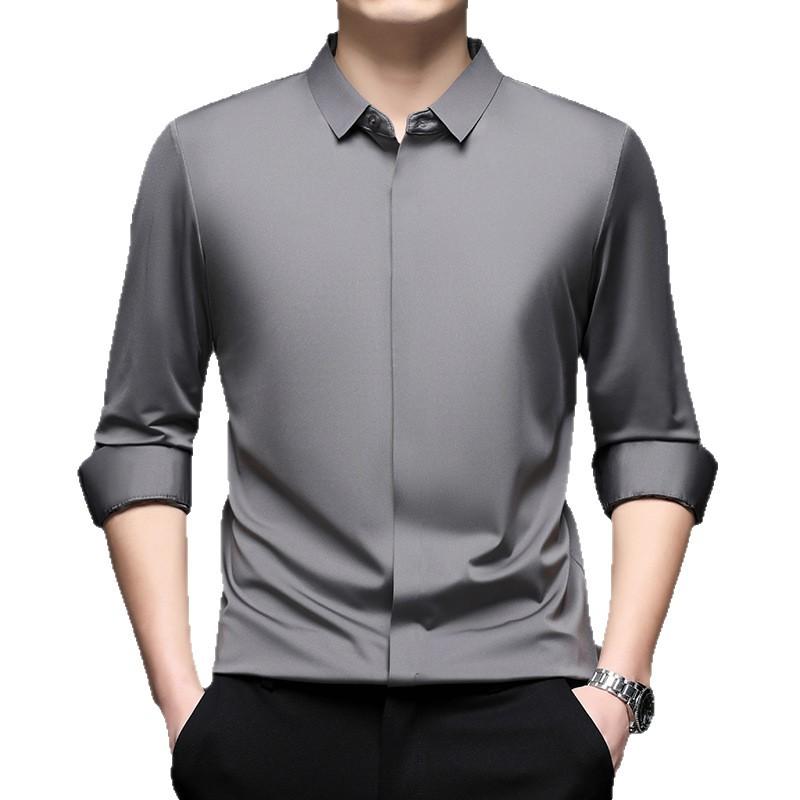 Middle-Aged & Young Men's Shirt Autumn Long Sleeve Lapel Collar Fashion Casual