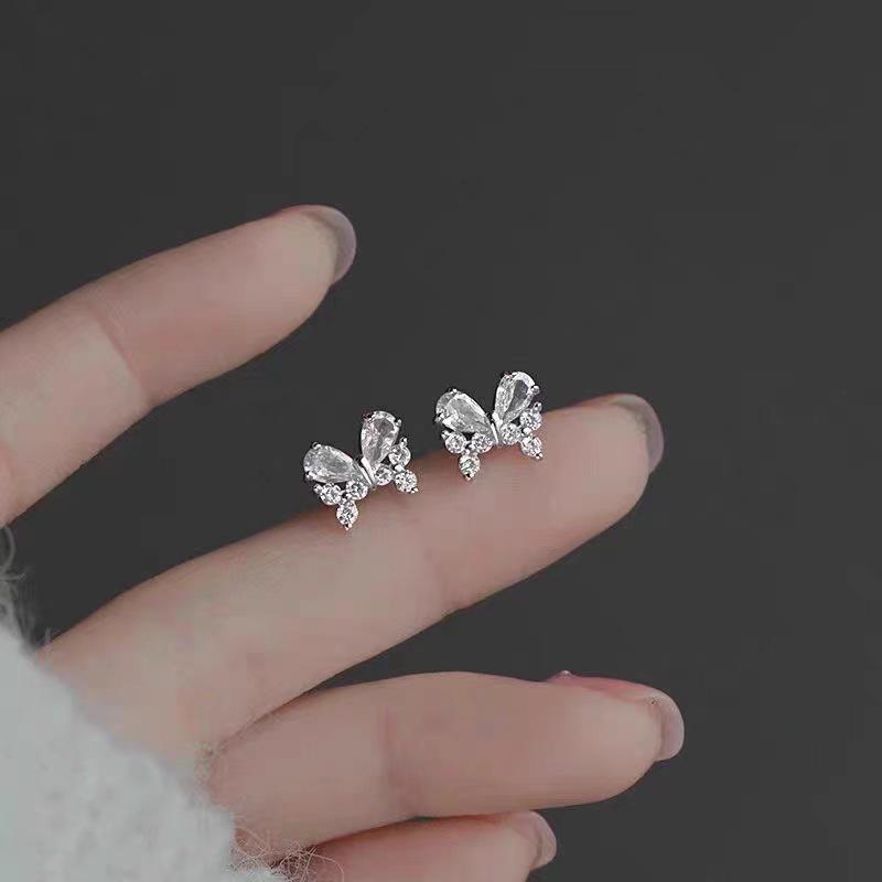 Beixi S925 Silver Butterfly Stud Earrings for Women - Lightweight Luxury Niche Design