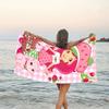 1pc Princess Strawberry Beach Towel with Custom Name, Beach and Seaside Swimming Pool Equipment, Fashion Pattern, Rectangular, Travel Essential