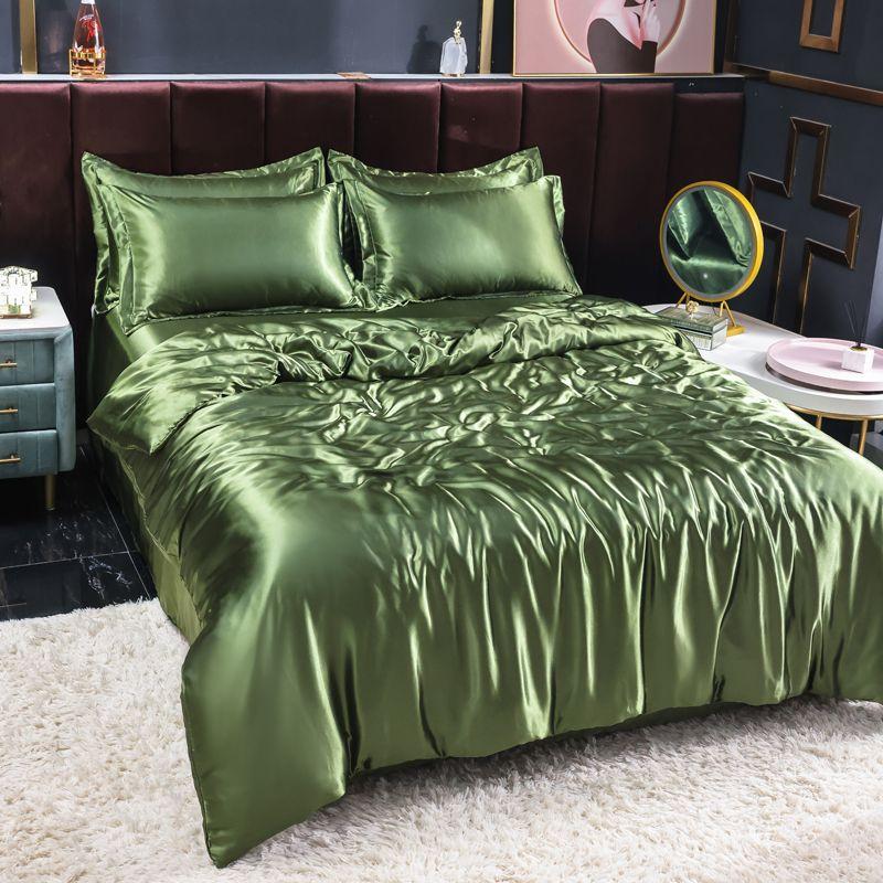 Bedding Set Solid Color Luxury Bedding Kit Rayon Satin Duvet Cover Set Twin Queen King Size Bed Set 3pcs/4pcs Home Textile