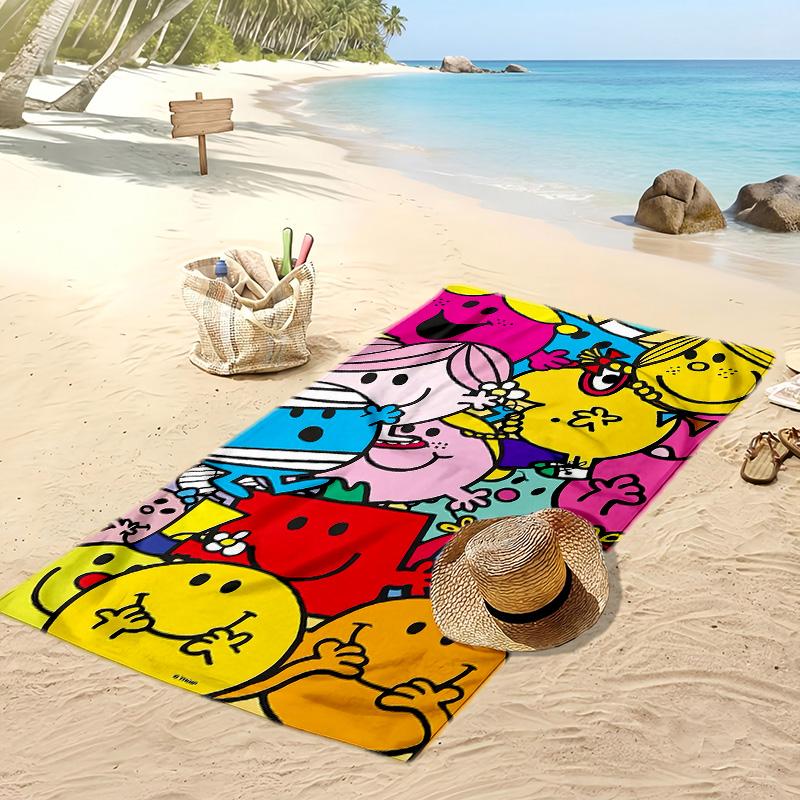 Mr. Men & Little Miss Beach Towel, Soft Absorbent Quick‑Dry Towel for Beach Pool Swimming Travel Home