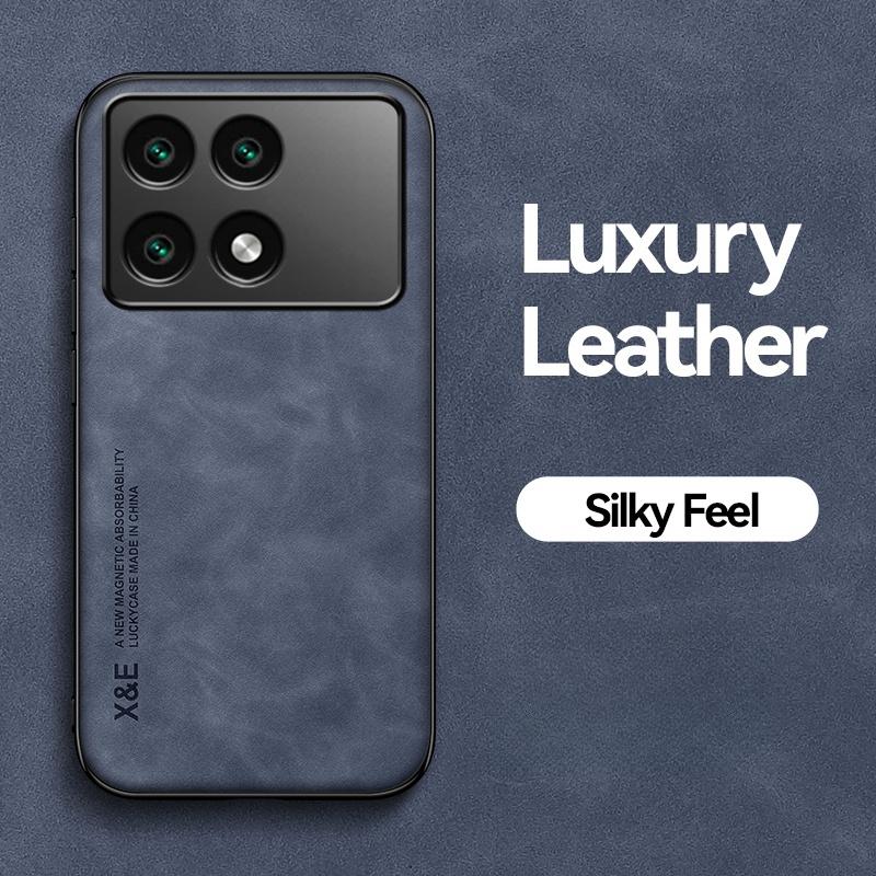 

Для Xiaomi Poco X6 Pro 5G Чохол Вбудована металева пластина Чохол для телефону Для PocoX6 Pro X 6 X6Pro Магнітний автомобільний тримач Шкіряна задня кришка For Poco X6 Pro 5G