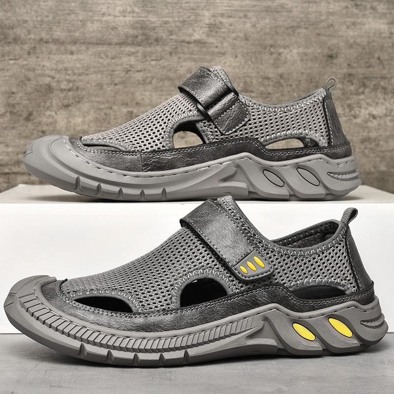 Letní pánské plážové sandály Protiskluzové Prodyšné Ležérní boty Módní Všestranné Zapínání na suchý zip Vycházková obuv Římský styl Tenisky Hombre