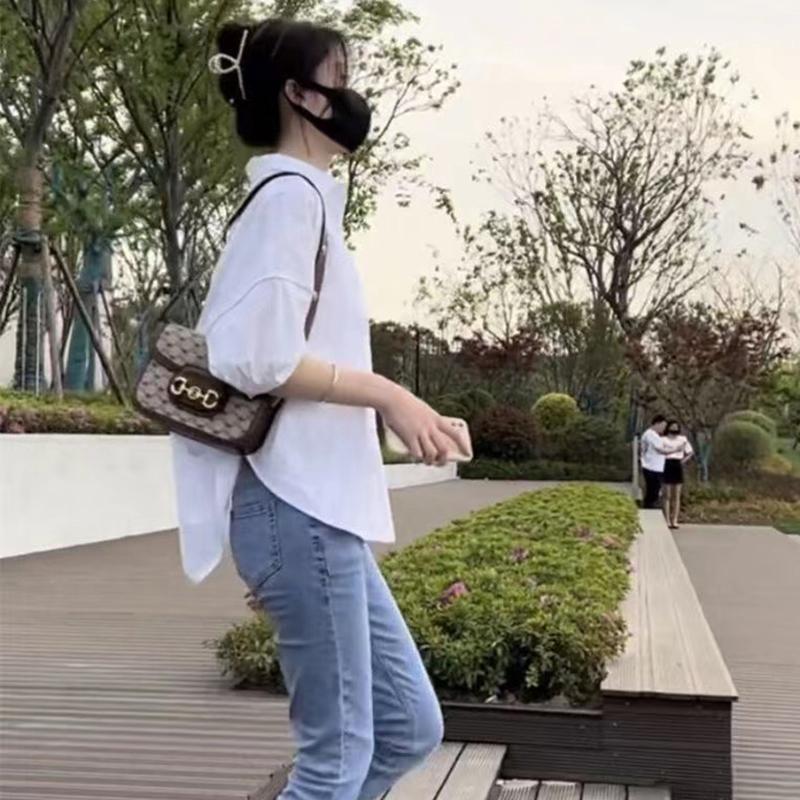 Women'S Loose  Irregular Casual Solid Color Long Sleeve Thin Shirt