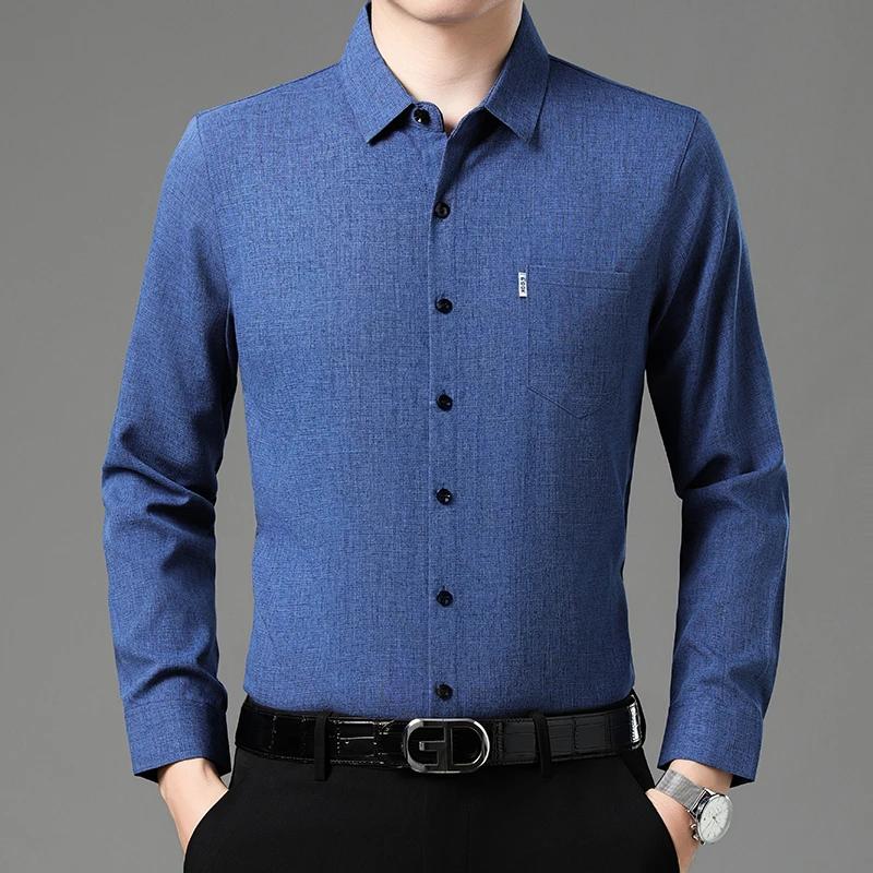 

New Men s Business Casual Long Sleeved Printed Shirt with Wrinkle Resistance No Ironing Comfortable All Season Versatile Top 4XL