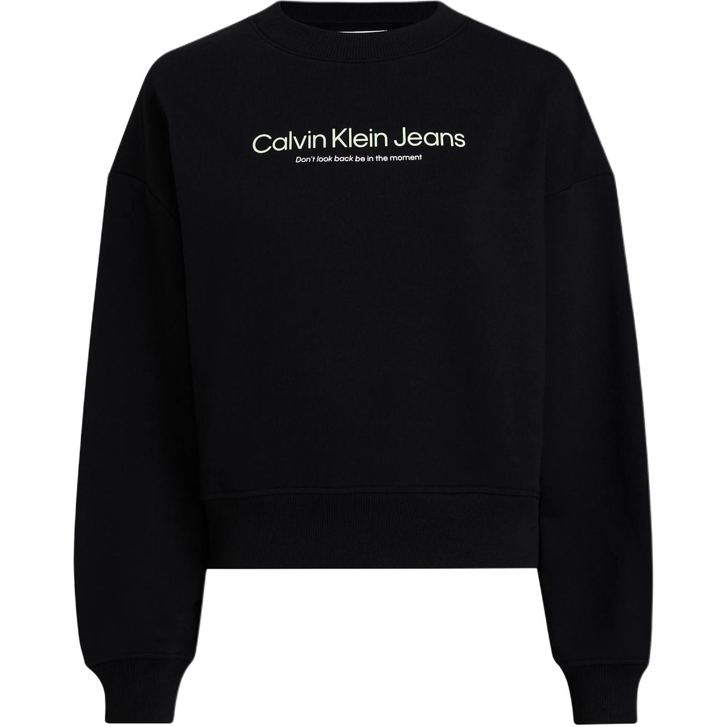 

Calvin Klein Jeans Letter Casual Pattern Printed Round Neck Long Sleeve Sweatshirt Women sweatshirt Black J20J222549-BEH S