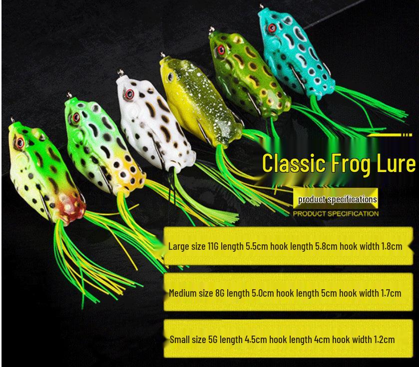 Freshwater Black Fish Torpedo Lure - Long-Cast Specialist Frog Bait with Double Hook Large