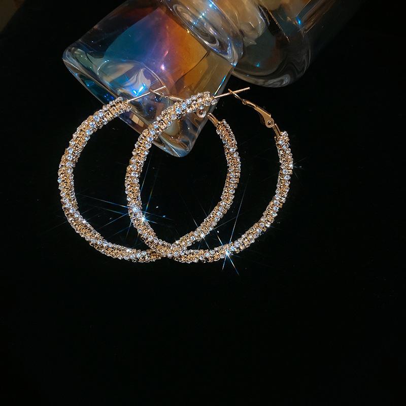 Gold French Simple Round Plain Ring Earrings Light Luxury Earrings Hong Kong Style Earrings