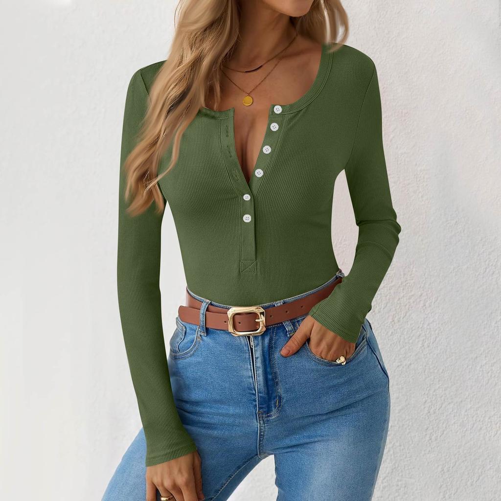 Dámské a zimní tričko se štíhlým dnem Móda Neformální Jednobarevné Pulovr s dlouhým rukávem do U