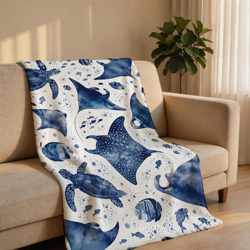 BlueOceanMarine Throw Short Plush Throw Blanket Soft Skin-Friendly Multi-Scene Home Office