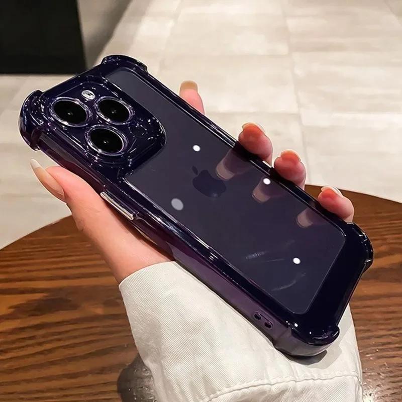 Luxury Shockproof Clear Phone Case For iPhone16 15 14 13 12 11 Pro Max XR Plus Silicone Bumper Transparent Hard Back Cover
