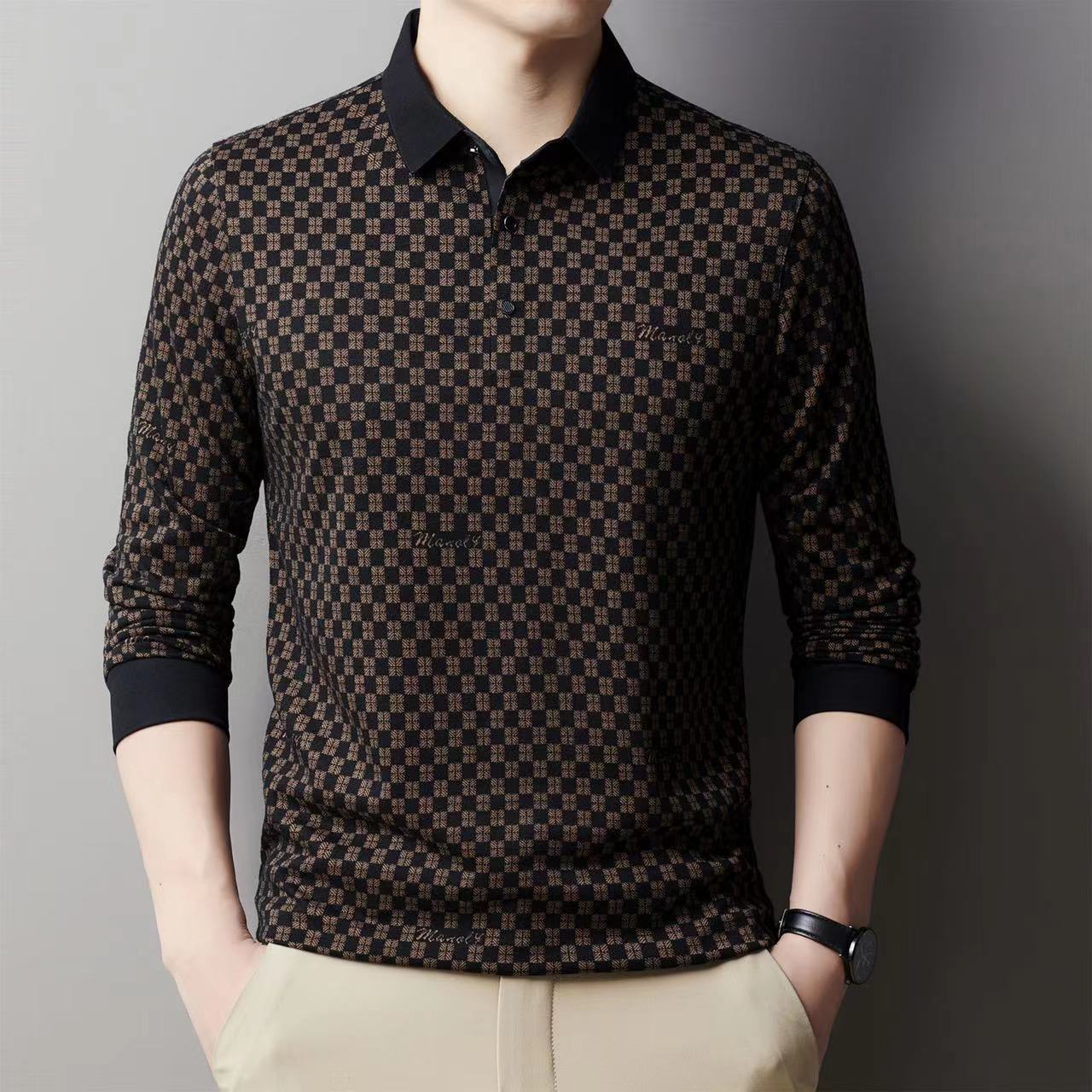 

Новые мужские термотопы с длинным рукавом, осенняя одежда свободного кроя, мужские футболки, рубашки ПОЛО 4XL