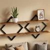 2PCS Durable 2-Tier Wood Floating Shelves Wall Mounted Space Saving Wall Shelves Decorative Storage Rack Bathroom