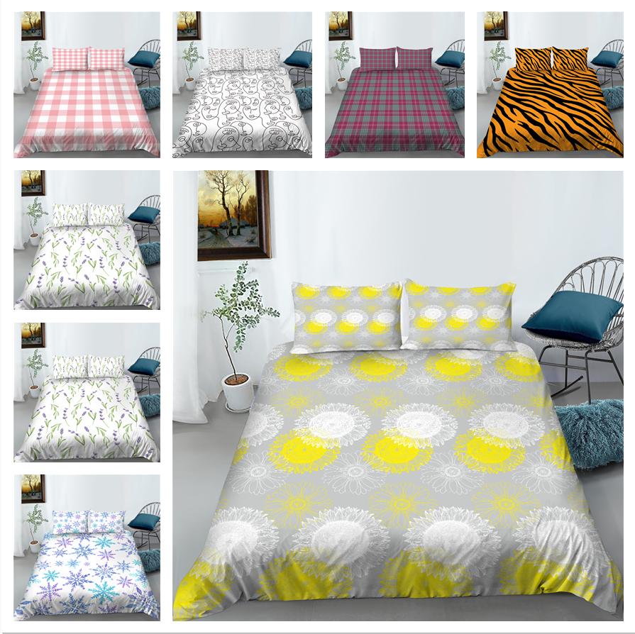 

Пододеяльник и наволочка с графическим принтом 2 или 3 полноразмерных цветных рисунка из микрофибры в клетку Удобное и роскошное украшение для дома