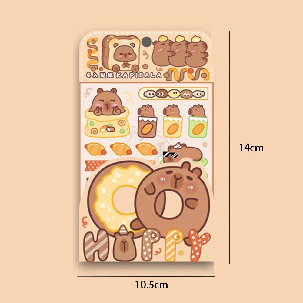 4 Pcs/bag Cartoon Capybara Sticker Creative Capybara Ledger Material  Scrapbooking