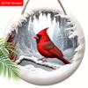 Classic Cardinal Wooden Christmas Sign - Navidad Round Sign for Front Door, Church Door, Wall Hanging Decor - Ideal Christmas Decoration
