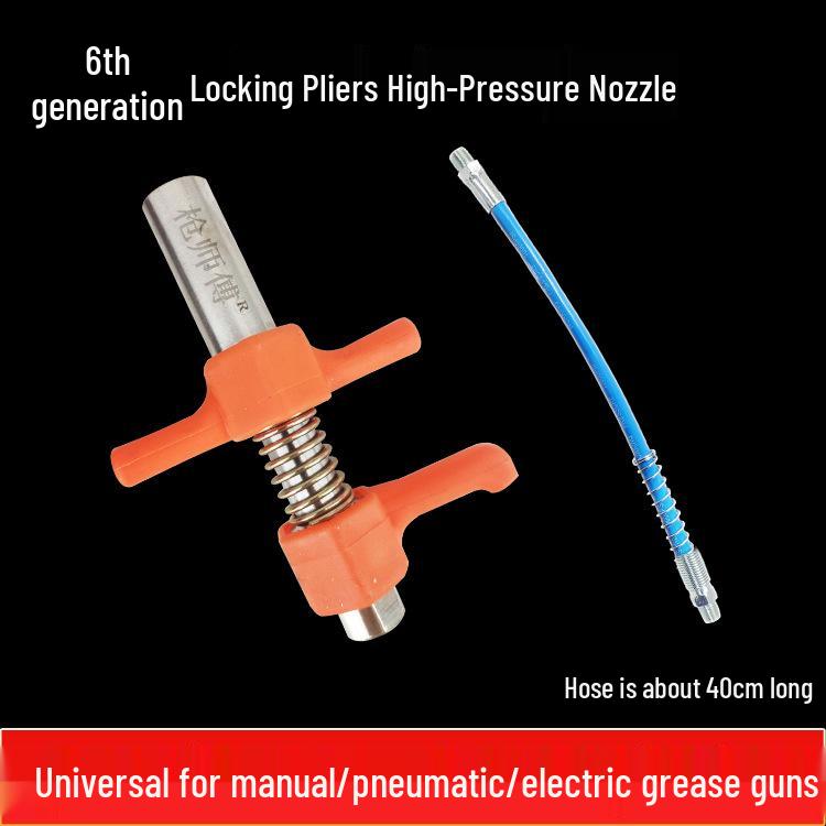 Self-Locking Grease Gun Nozzle with Double-Handle for High-Pressure Greasing