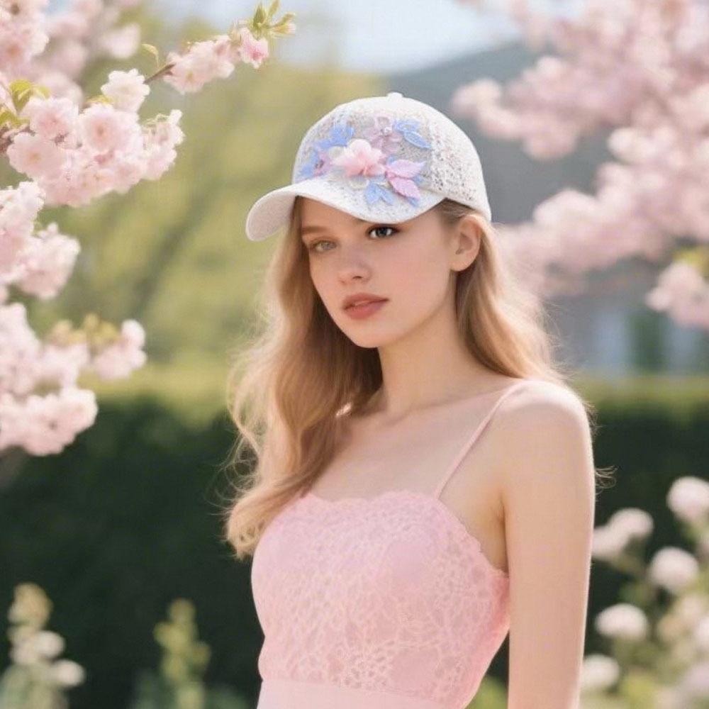 1PC Lace and Floral Baseball Cap for Women with Adjustable Hook-And-Loop Fastener and Sequins, Suitable for Parties and Outings
