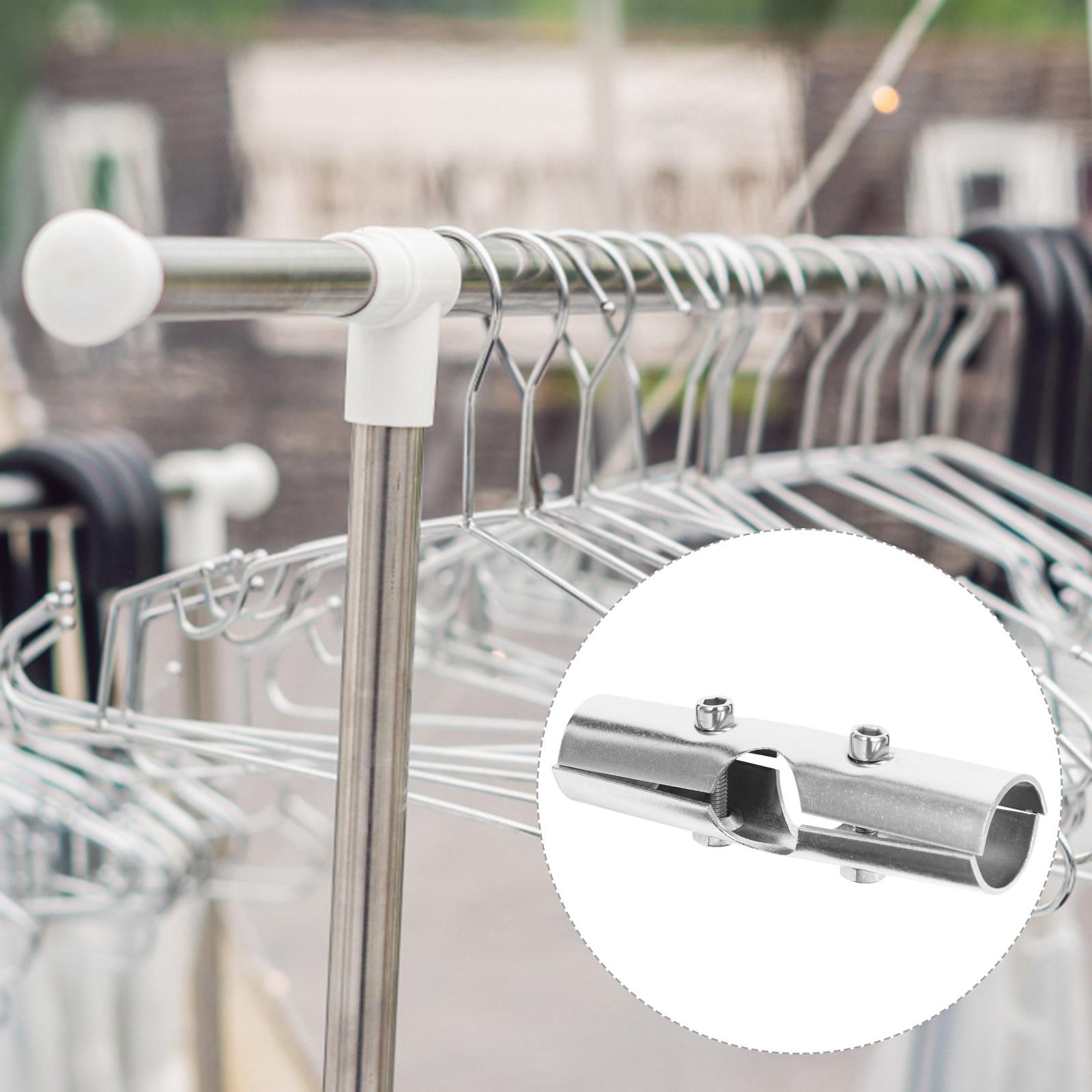 2Sets Stainless Steel Closet Rod Connectors Heavy Duty Combined End Sockets Adjustable Screw Closet Hanger Rod Support Fittings other