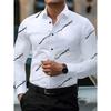 Męska koszula z długim rękawem z personalizowanym nadrukiem cierni. Styl Business Casual, Modny Design, Wszechstronna i Niegniotąca się Koszula.