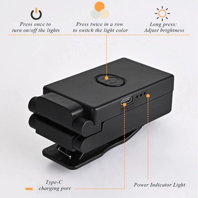Rechargeable Book Light LED Clip Reading Light 180°Foldable,Portable Clip On Reading Lamp 3 Colors Eye Protection Desk Lamps