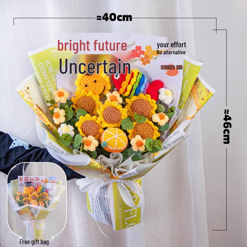 Bright Future Sunflowers & Koi Fish Knitted Bouquet - Gaokao Gift for Students  Coming-of-Age Ceremony