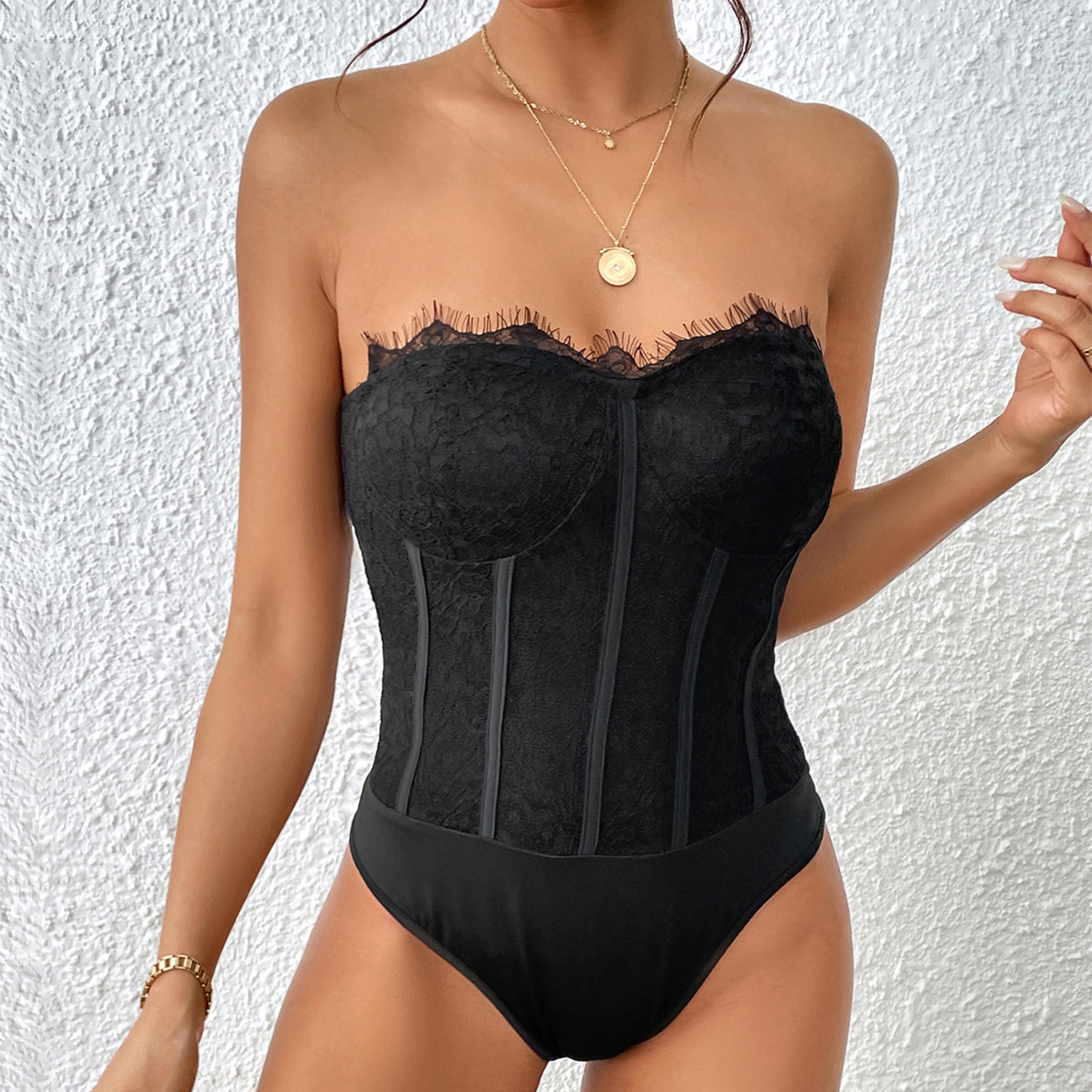 

Женские модные повседневные однотонные боди без рукавов с принтом на лето и весну L чёрный