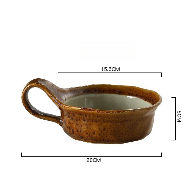 

Миска для завтрака в стиле печи, ретро, с одним ушком, салатник, дом, ресторан кирпич красный