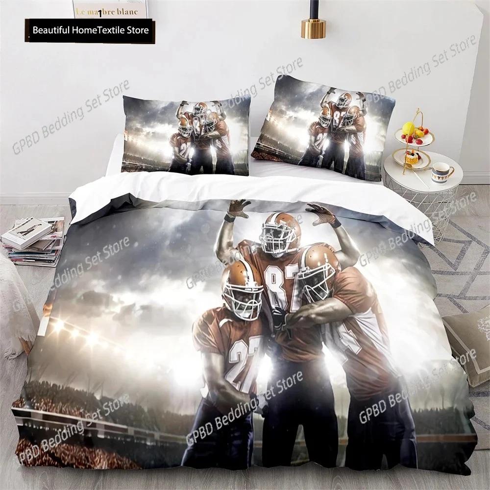 American Football Bettbezug Set 3D Sport Rugby Spieler Polyester Bettdeckenbezug Für Männer Teenager Junge Kind Bettwäscheset King Queen