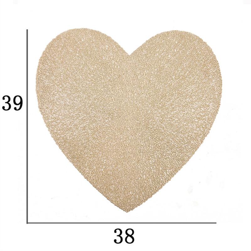 1Pc 38cm Love Heart Shape PVC Placemat Home Heat Insulation Table Mat Valentine Day Wedding Party Decoration