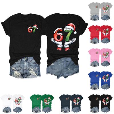 Women's Fashion Printed Round Neck Short Sleeve T-Shirt Pullover Top