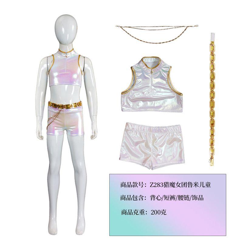 K-Pop Dämonenjäger Mädchengruppe Cosplay Kostüm Lumi Weiß Bunt Bühnenperformance Outfit Cosplay Kostüm Grenzüberschreitende Fabrik