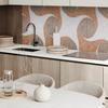Aesthetic Vinyl Wallcovering with Print 120x60 Cm Pattern with Circles and Waves