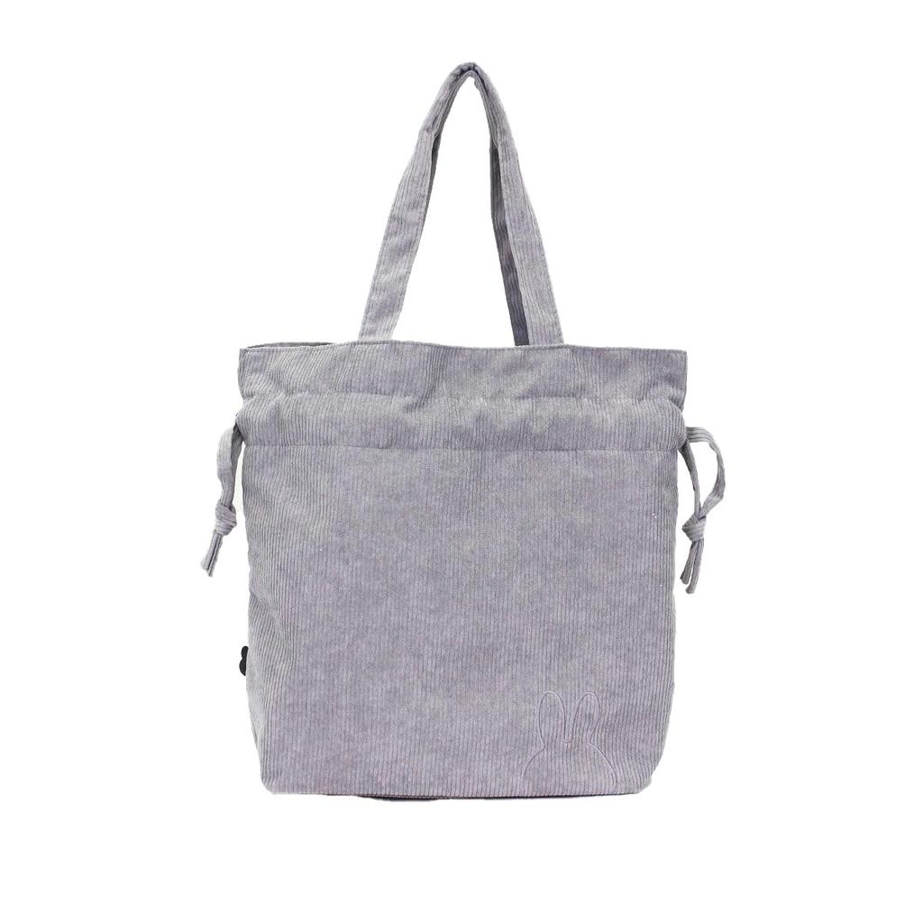 Sifre Miffy Corduroy Drawstring Shoulder Face Gray Bag, Women's, B155,