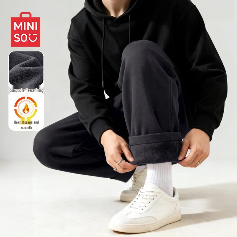 MINISO Men s Fleece-Lined Curved Leg Sweatpants XL
