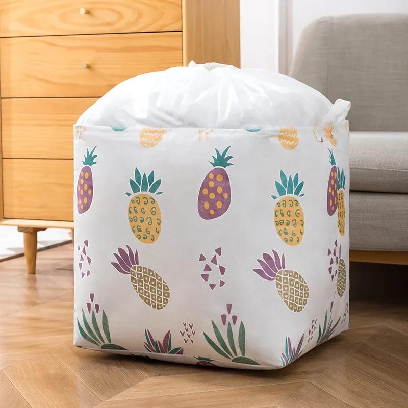 Printed Storage Laundry Basket Waterproof, Dust-proof Cotton and Linen, Hamper Socks, Clothes Bucket, Organizer Pouch, Household