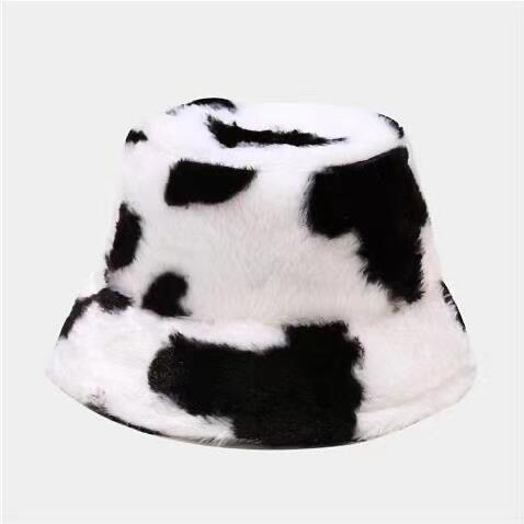 2023082062 Cow Painting Fleece Bucket Hats 8 Colors