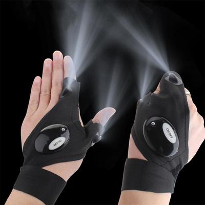 Cotton Non-slip Fingerless Gloves With Led Light Flashlight Night Fishing Left/right Hand