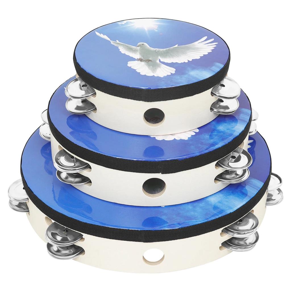 IRIN 3Pcs Tambourine 6/8/10 Inch Hand Bell Drum Professional Wooden Tambourine Orff Instrument Early Education Music Gifts