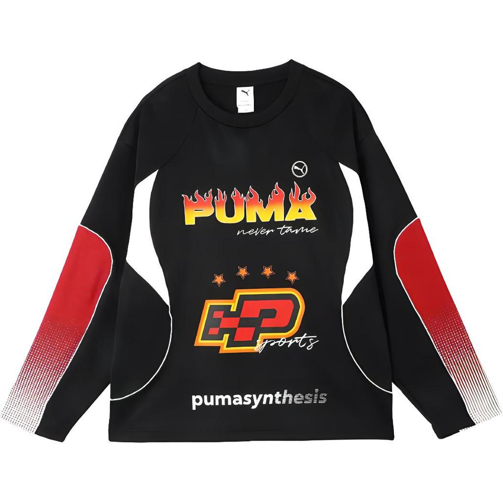 Puma Beyond Speed Long Sleeve Jersey Color Block Printed T-Shirt Unisex Tops Black 631082-01
