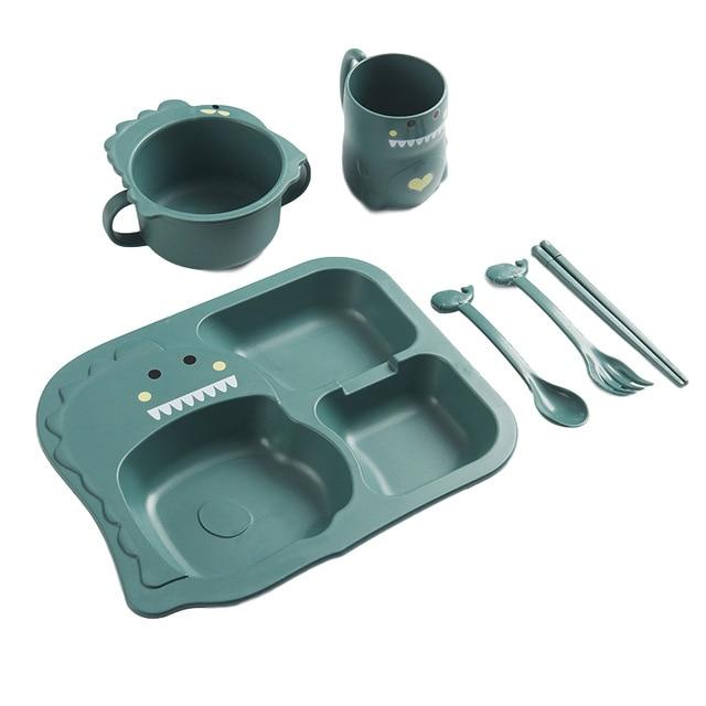 

Набор столовых приборов для детского динозавра, миска для пищевых добавок, детская тарелка, отделение для дома, креативный мультфильм, защита от падения