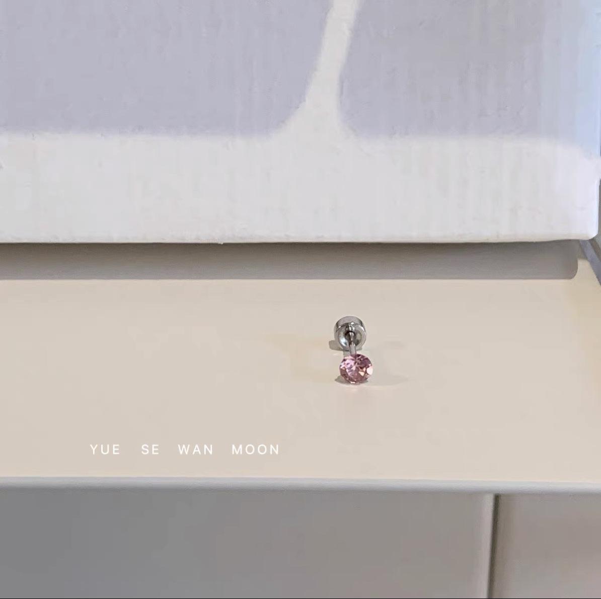 Elegant Zircon Bowknot Stud Earrings - Titanium Steel, Korean/Japanese Style, Versatile for Cartilage & Conch Piercings