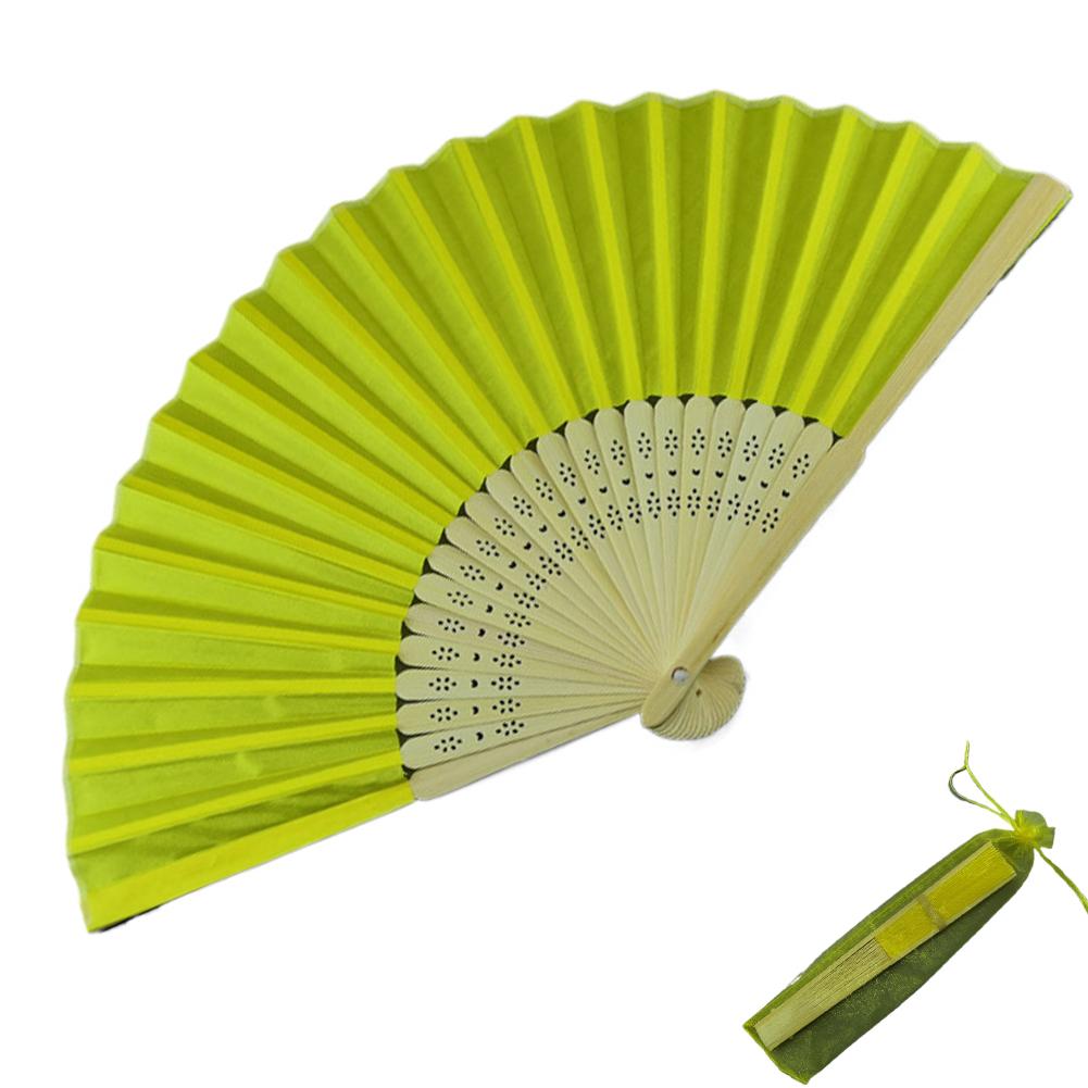 Bamboo Silk Folding Fans, Fabric Handheld Accordion Fans, Vintage Decorative Fans for Dance, Performance, Party, Wedding Decor