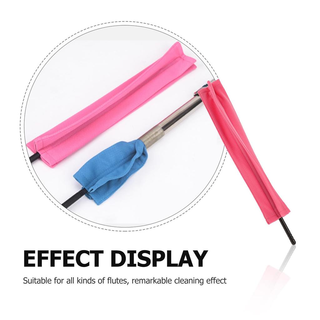 Vaguelly Pink Fiber ABS Flute Cleaning Kit with Cleaning Cloth and Probing Rod (Reusable)